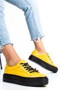 PANTOFI SPORT DAMA PIELE NATURALA GALBENI TALPA NEAGRA 3S77001