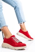 PANTOFI SPORT ROSII PIELE NATURALA INTOARSA 3S77011B