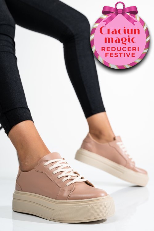 Pantofi sport dama piele naturala nude 3s77001