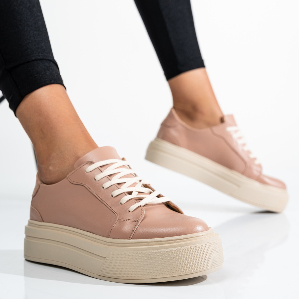 PANTOFI SPORT DAMA PIELE NATURALA NUDE 3S77001