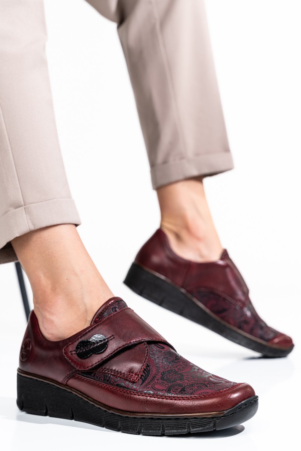 RIEKER, PANTOFI VISINII PIELE NATURALA 537C0-35