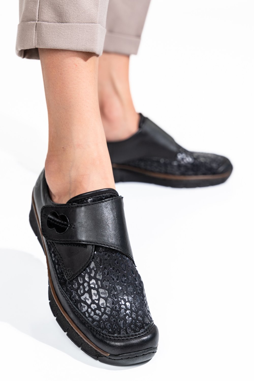 RIEKER, PANTOFI NEGRI PIELE NATURALA 537C0-00