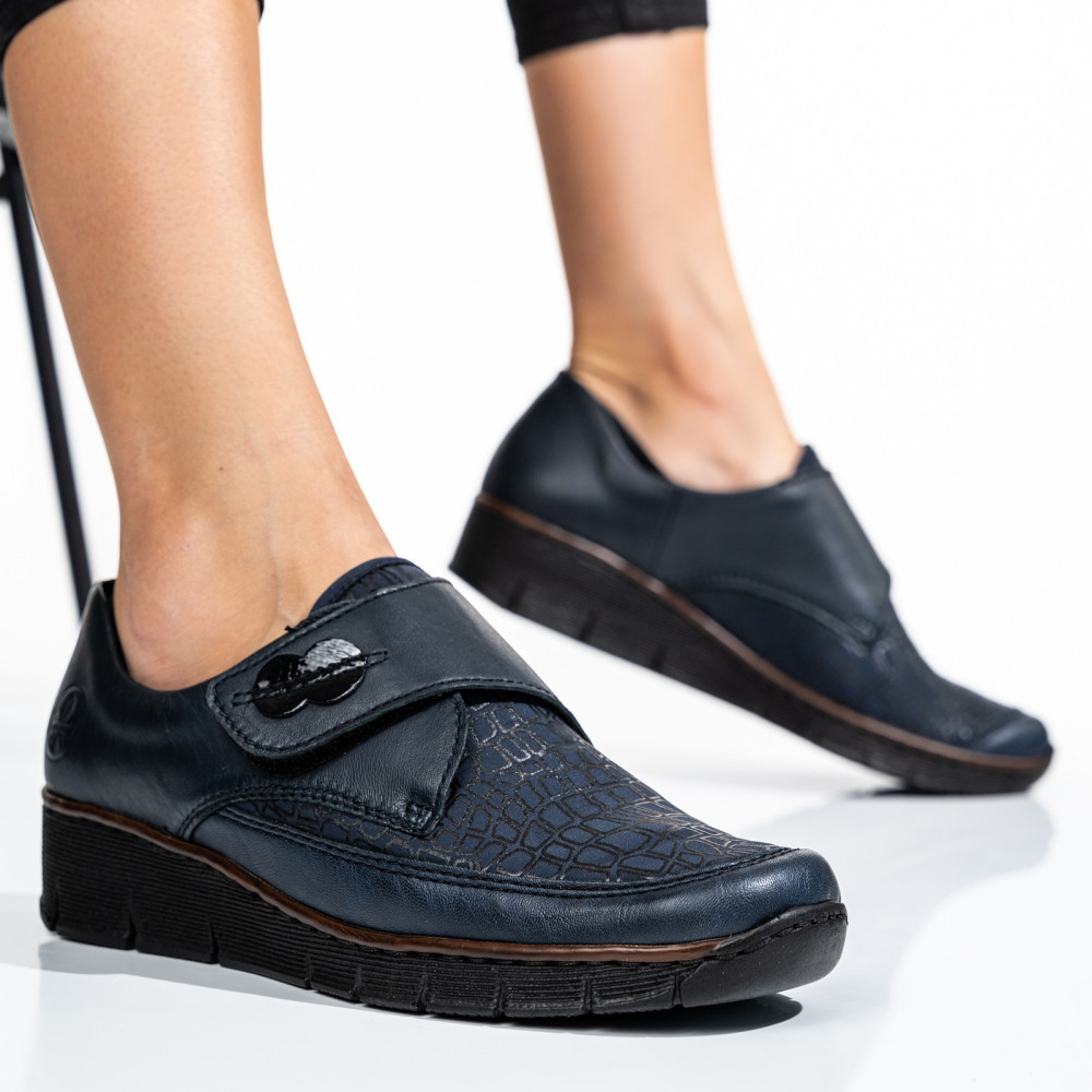 RIEKER, PANTOFI BLEUMARIN PIELE NATURALA 537C0-14