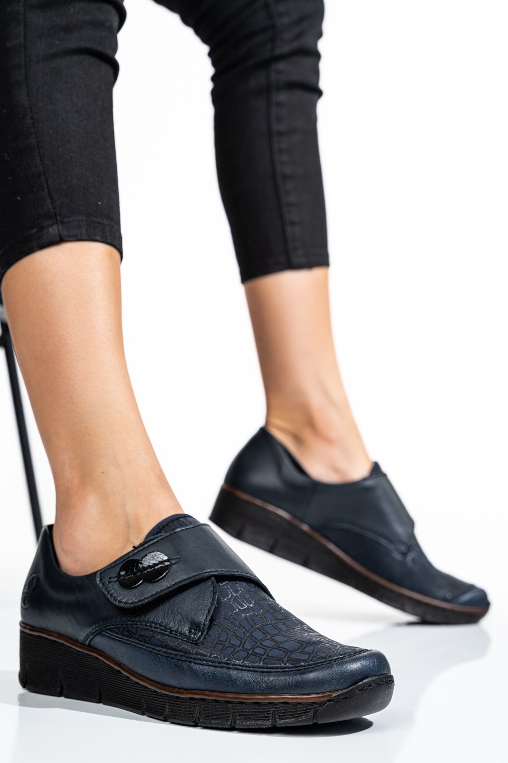 RIEKER, PANTOFI BLEUMARIN PIELE NATURALA 537C0-14