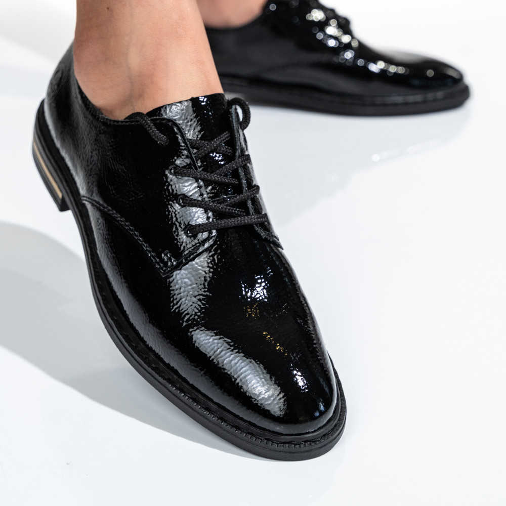 RIEKER, PANTOFI NEGRI PIELE NATURALA LACUITA 50618-00