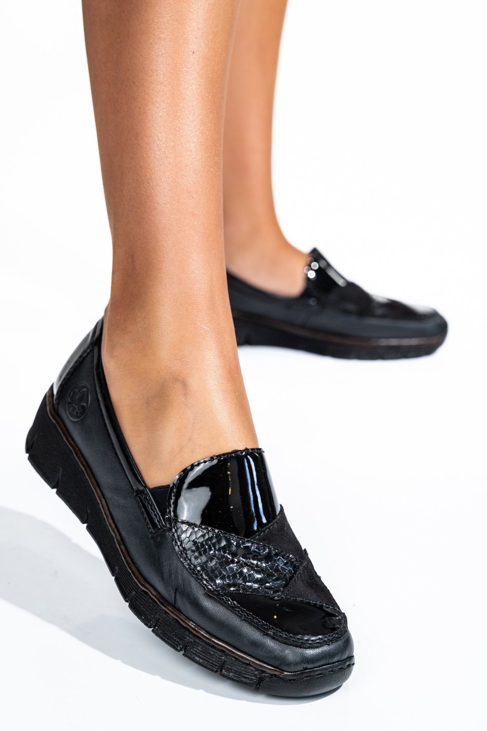 RIEKER, PANTOFI NEGRI PIELE NATURALA 53785-00