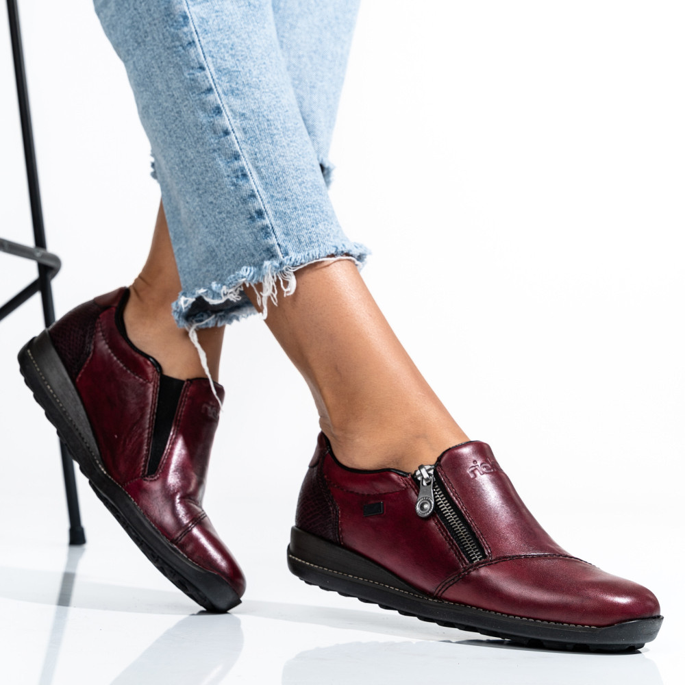 RIEKER, PANTOFI BORDO PIELE NATURALA 4426535