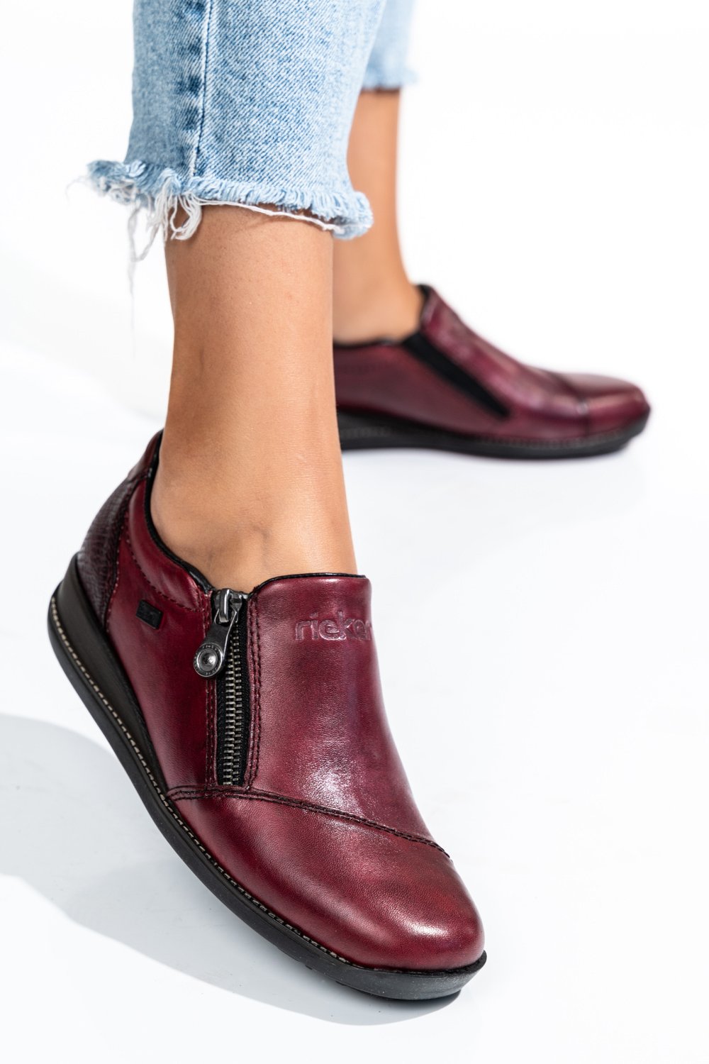 RIEKER, PANTOFI BORDO PIELE NATURALA 4426535