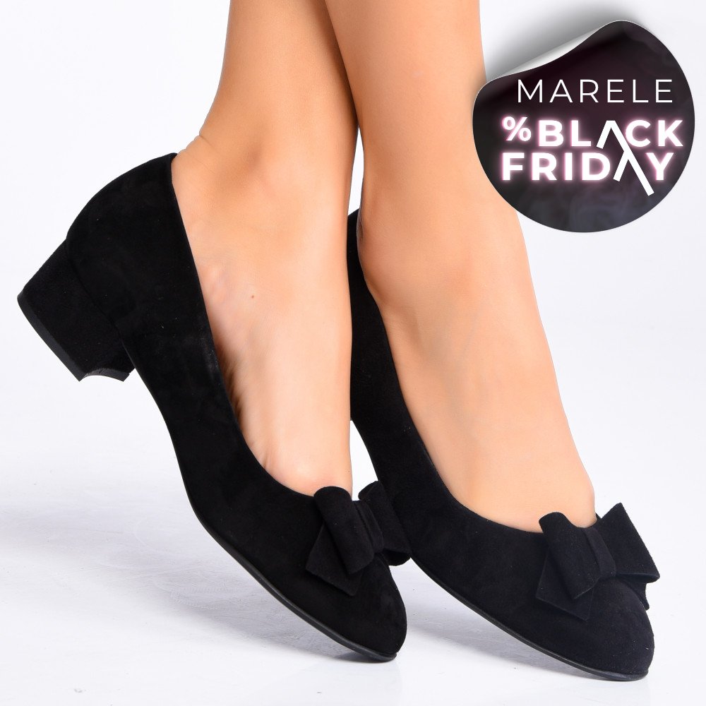 PANTOFI DAMA GUBAN PIELE NATURALA INTOARSA CU TOC MIC NEGRI 3S77484