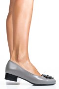 PANTOFI DAMA PIELE NATURALA GRI FLORAL 2S7756BR