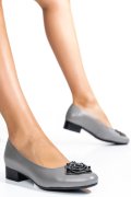 PANTOFI DAMA PIELE NATURALA GRI FLORAL 2S7756BR