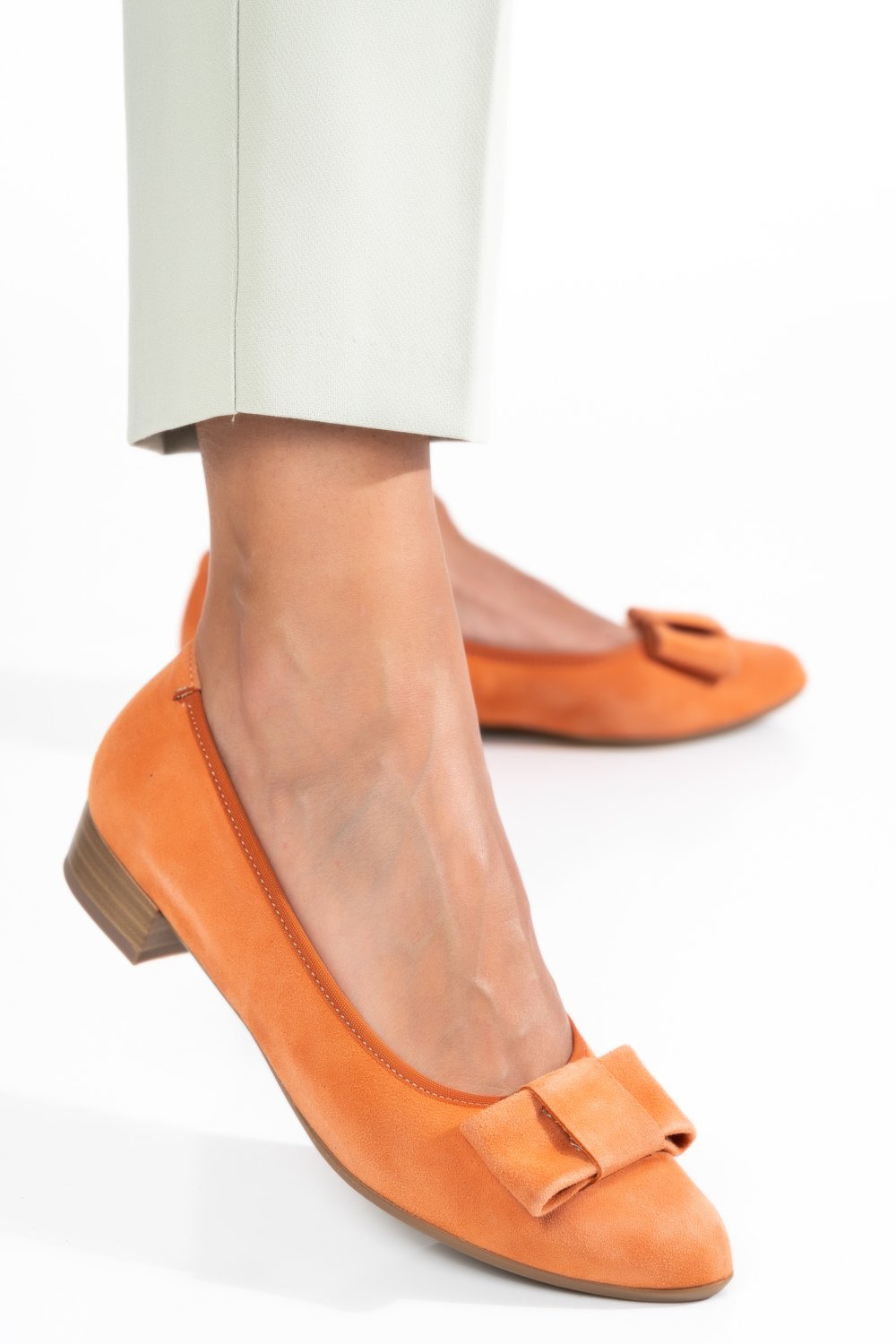 PANTOFI PORTOCALII PIELE NATURALA INTOARSA 8A46