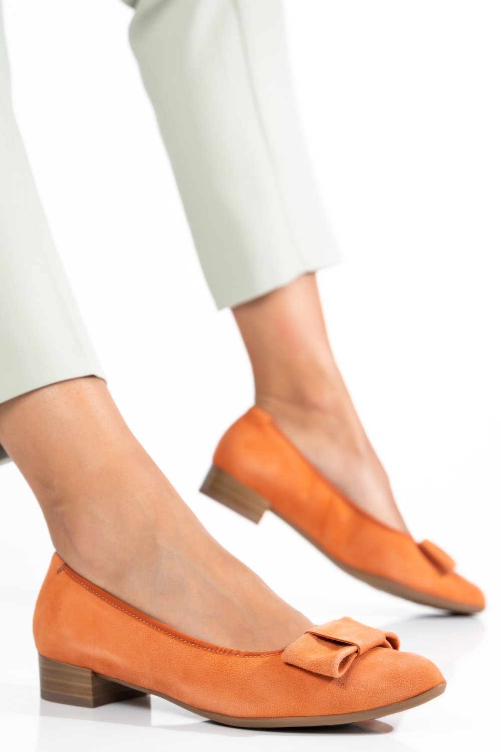 PANTOFI PORTOCALII PIELE NATURALA INTOARSA 8A46