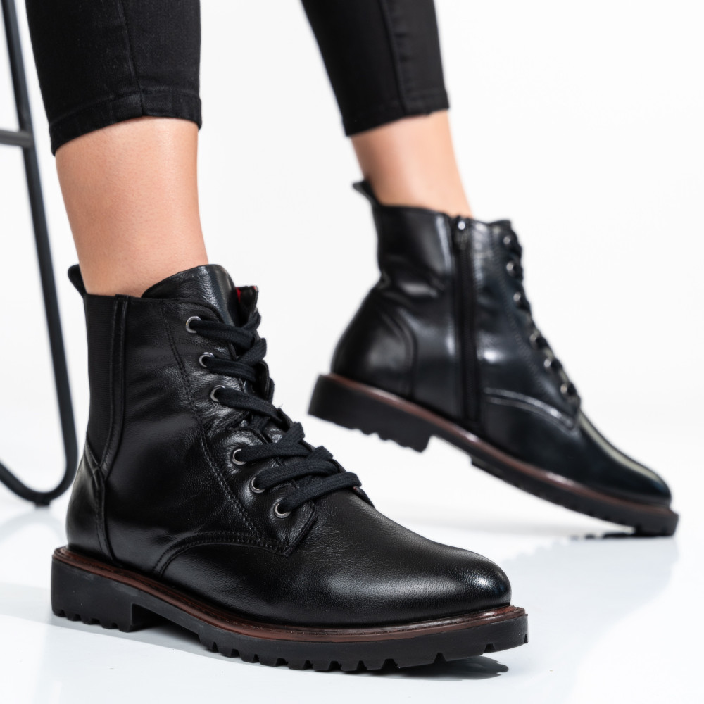 GHETE DAMA DE IARNA PIELE NATURALA NEGRE CAPTUSITE 8S77100