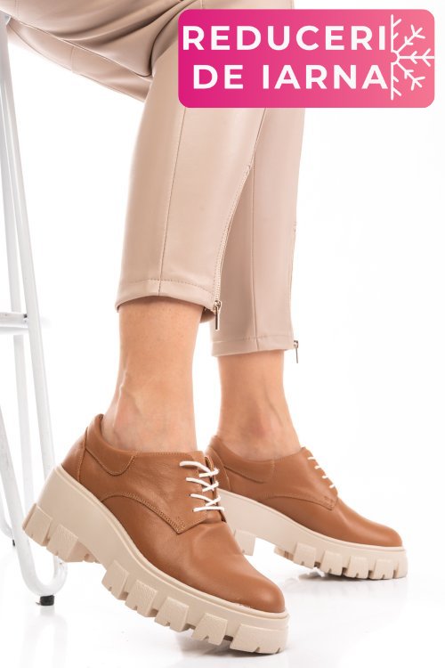 Pantofi casual femei piele naturala maro 2s77080