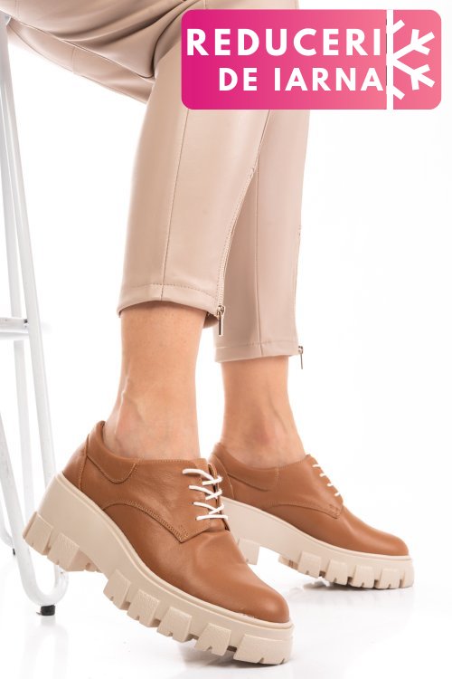 Pantofi casual femei piele naturala maro 2s77080