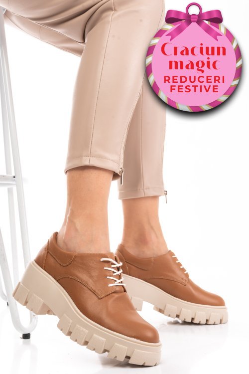 Pantofi casual femei piele naturala maro 2s77080