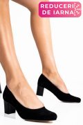 PANTOFI FEMEI PIELE NATURALA INTOARSA BLACK CU TOC 1S77500