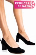 PANTOFI FEMEI PIELE NATURALA INTOARSA BLACK CU TOC 1S77500