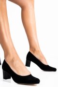 PANTOFI FEMEI PIELE NATURALA INTOARSA BLACK CU TOC 1S77500