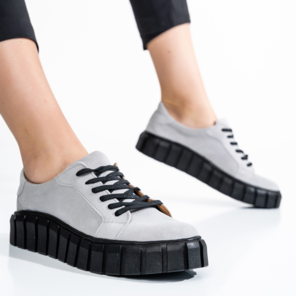 PANTOFI GRI PIELE NATURALA INTOARSA 3S77100