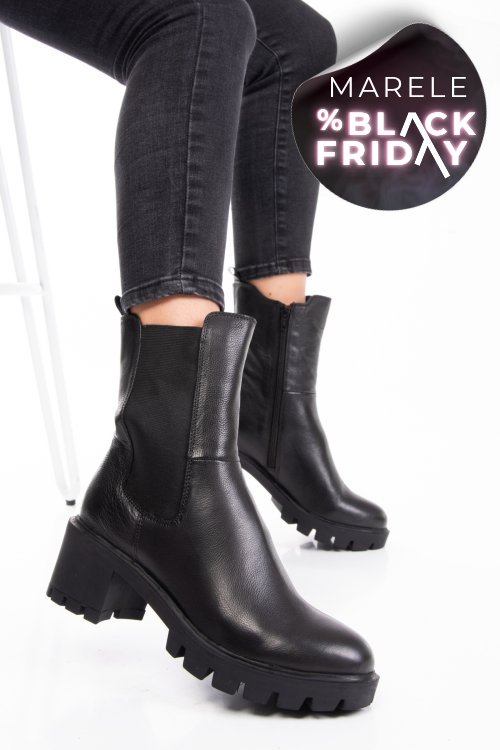 Ghete dama de iarna piele naturala negre 8s77799