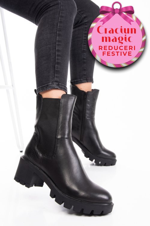 Ghete dama de iarna piele naturala negre 8s77799