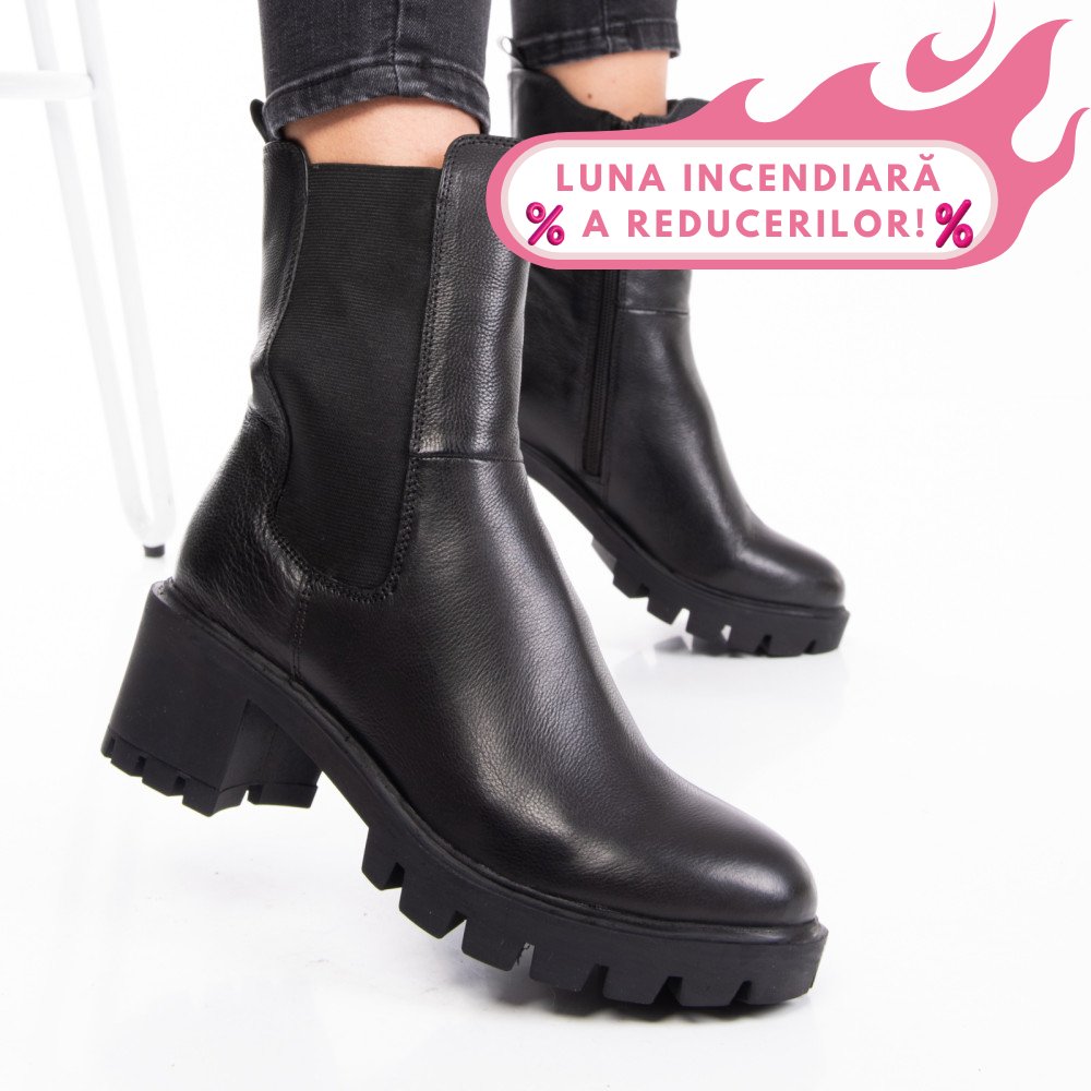 GHETE DAMA DE IARNA PIELE NATURALA NEGRE 8S77799