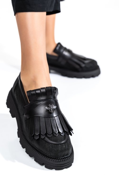 Mocasini dama piele naturala negri 3s7795