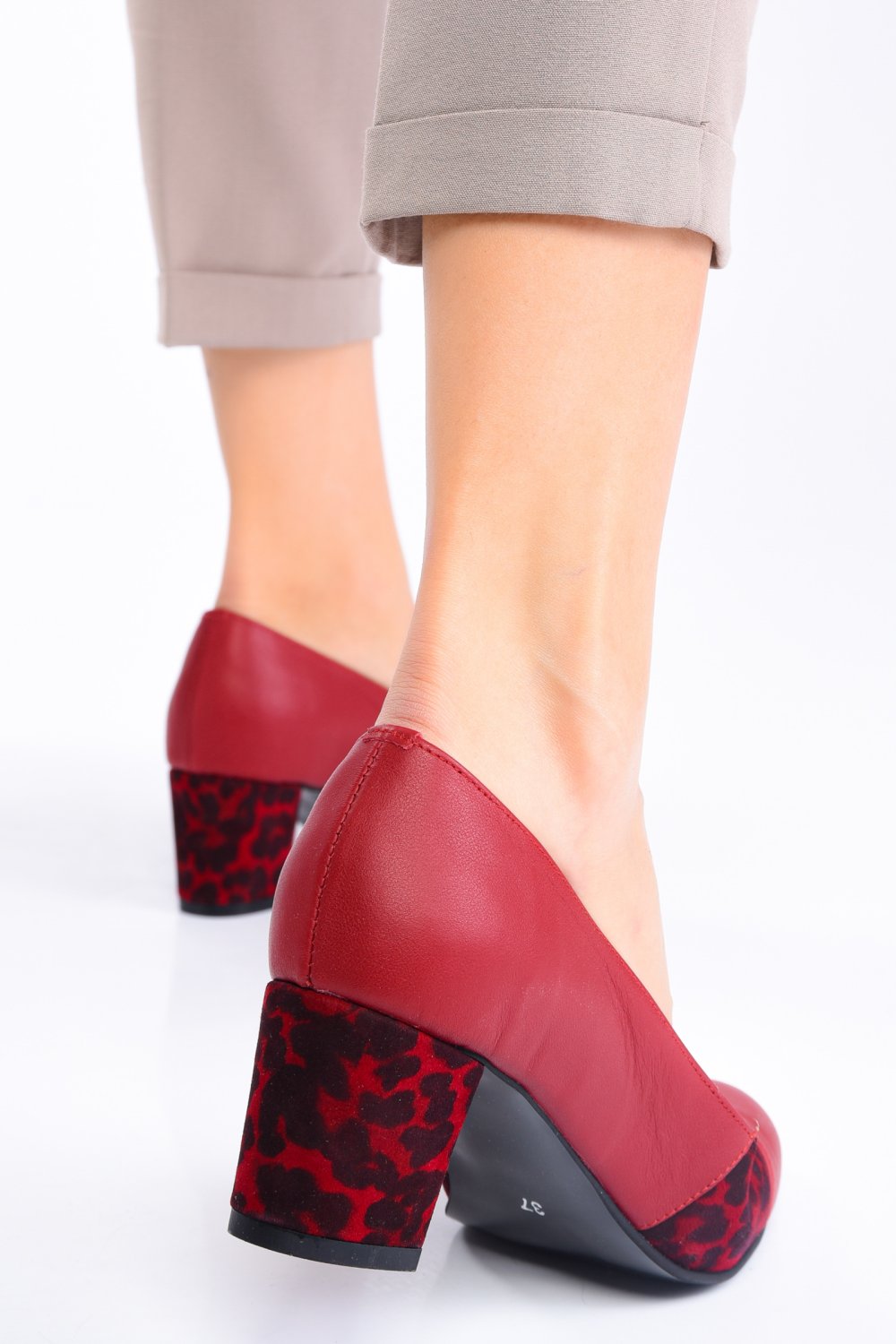 PANTOFI BORDO LEOPARD PIELE NATURALA 3S77020