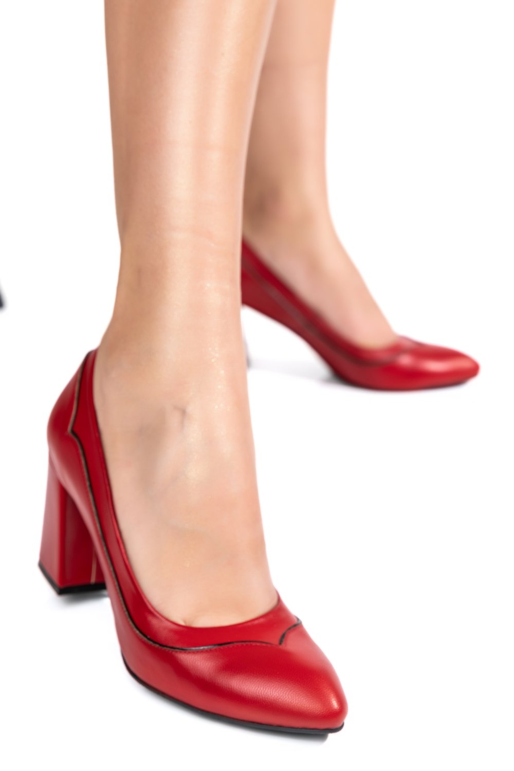 PANTOFI FEMEI PIELE NATURALA ROSII 1677AM