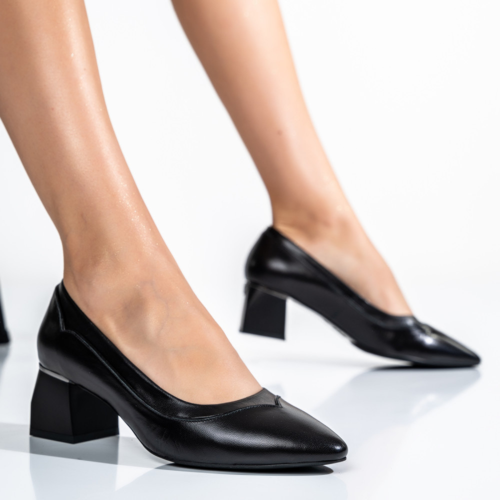 PANTOFI ALL BLACK PIELE NATURALA 6S770