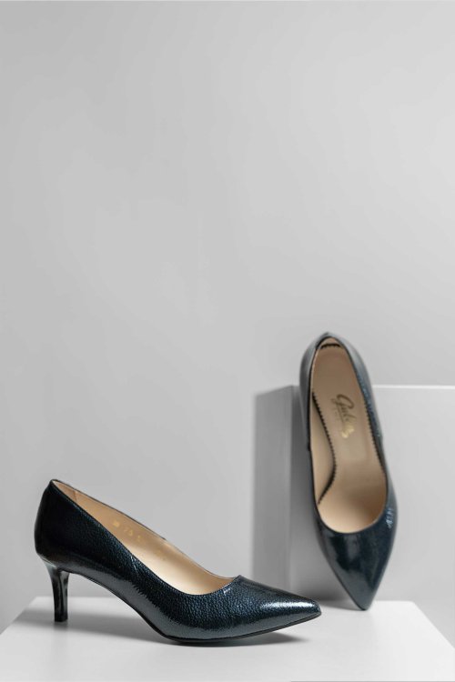 Pantofi dama guban piele naturala lacuita bleumarin 3s77514