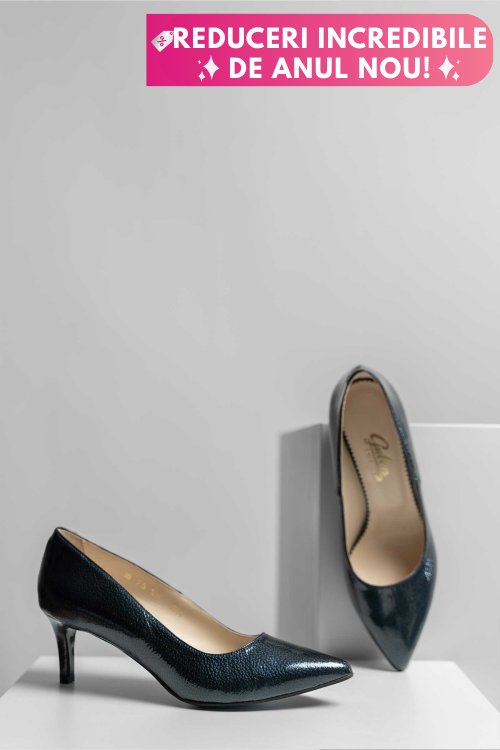 Pantofi dama guban piele naturala lacuita bleumarin 3s77514