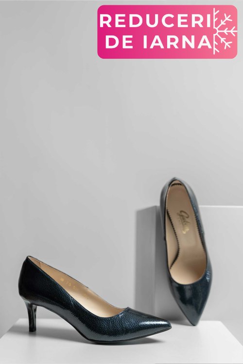 Pantofi dama guban piele naturala lacuita bleumarin 3s77514