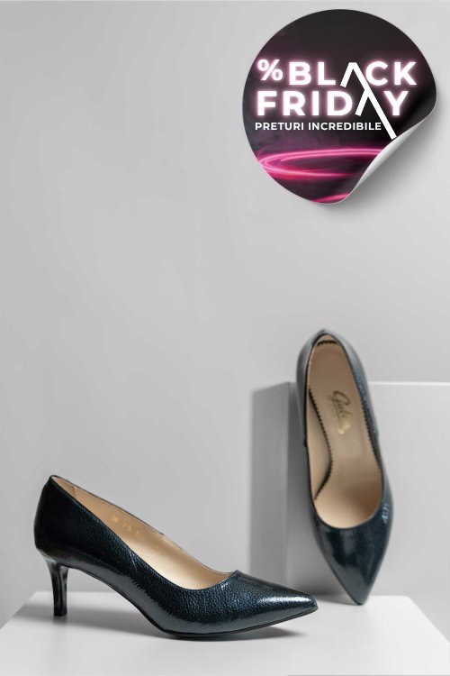 Pantofi dama guban piele naturala lacuita bleumarin 3s77514