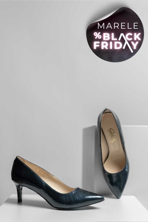 Pantofi dama guban piele naturala lacuita bleumarin 3s77514