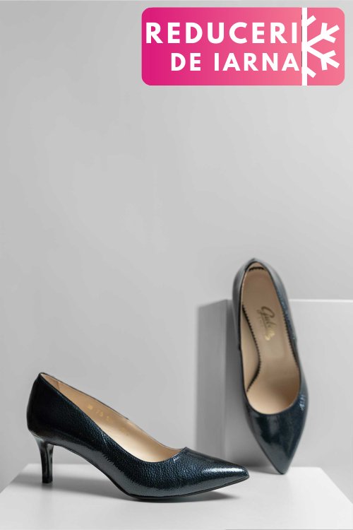 Pantofi dama guban piele naturala lacuita bleumarin 3s77514