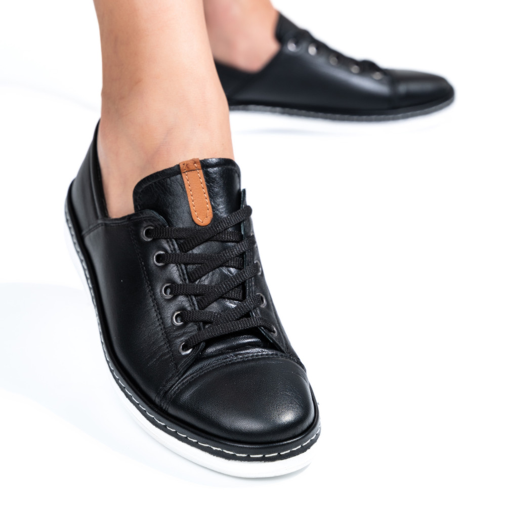 PANTOFI SPORT NEGRI PIELE NATURALA ASPKD001