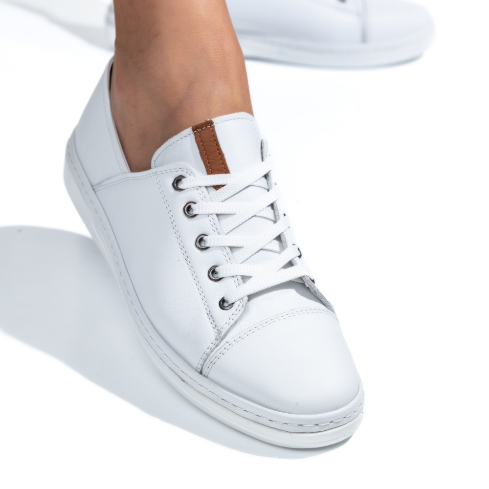 PANTOFI SPORT ALBI PIELE NATURALA ASPKD001