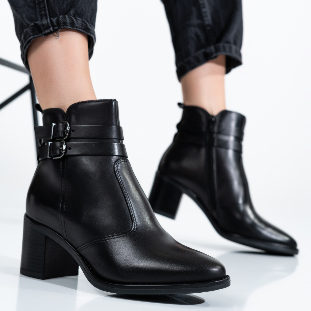 BOTINE DAMA PIELE NATURALA NEGRE TOC MIC 6S77979