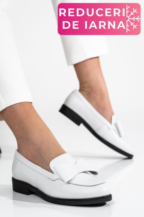 Mocasini albi piele naturala 2s77110