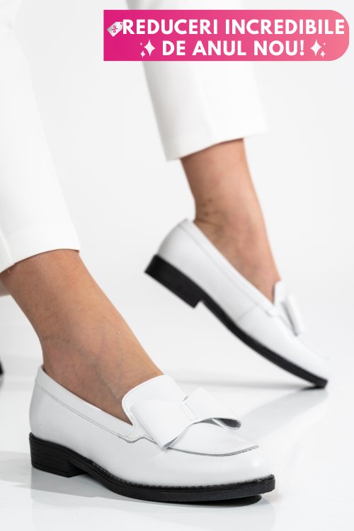 Mocasini albi piele naturala 2s77110