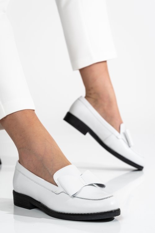 Mocasini albi piele naturala 2s77110