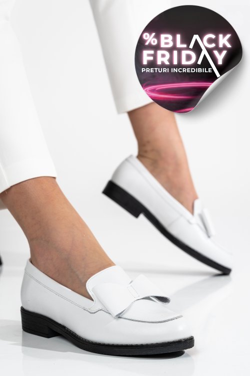 Mocasini albi piele naturala 2s77110