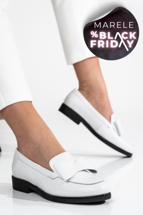 Mocasini albi piele naturala 2s77110