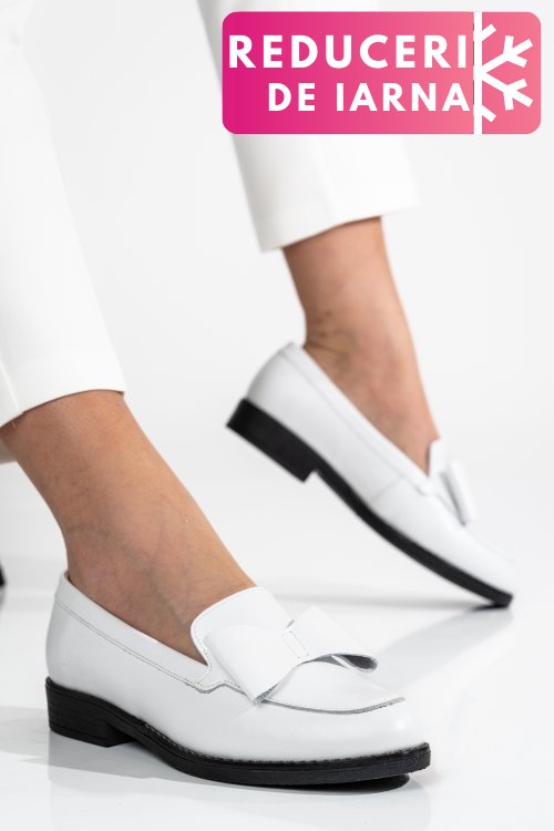 Mocasini albi piele naturala 2s77110