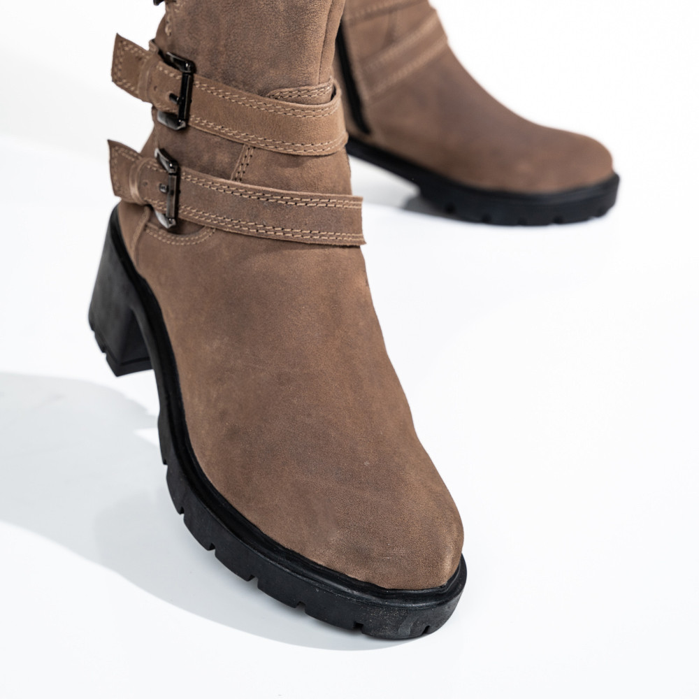 GHETE DAMA DE IARNA PIELE NATURALA INTOARSA MARO 7S77768