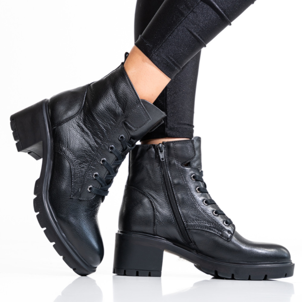 GHETE DAMA PIELE NATURALA NEGRE CU TOC MIC 1S770800