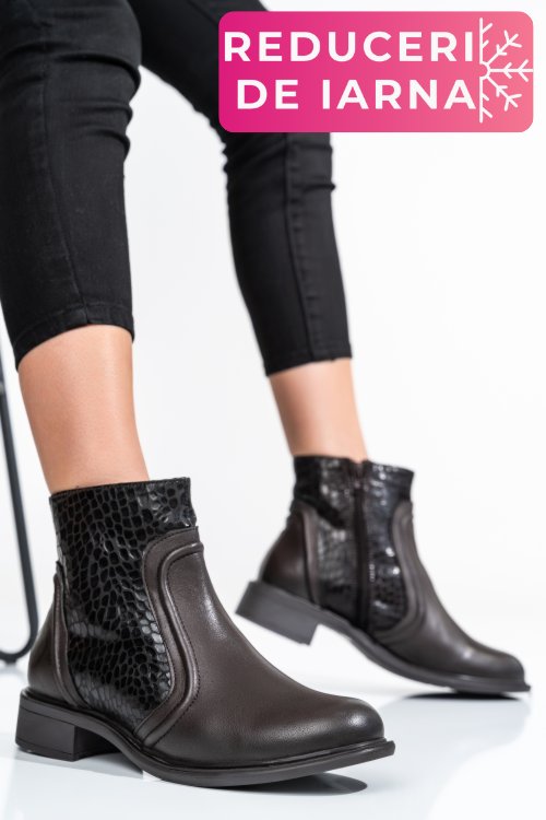 Ghete dama de iarna piele naturala maro inchis captusite  7s77604